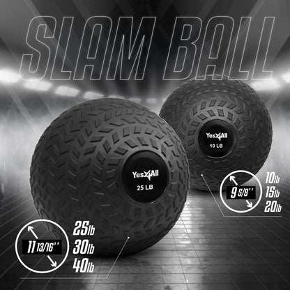 Yes4All 1YHQ 9kg Slam Ball for Strength and Crossfit Workout ? Slam Medicine Ball (9kg, Black)