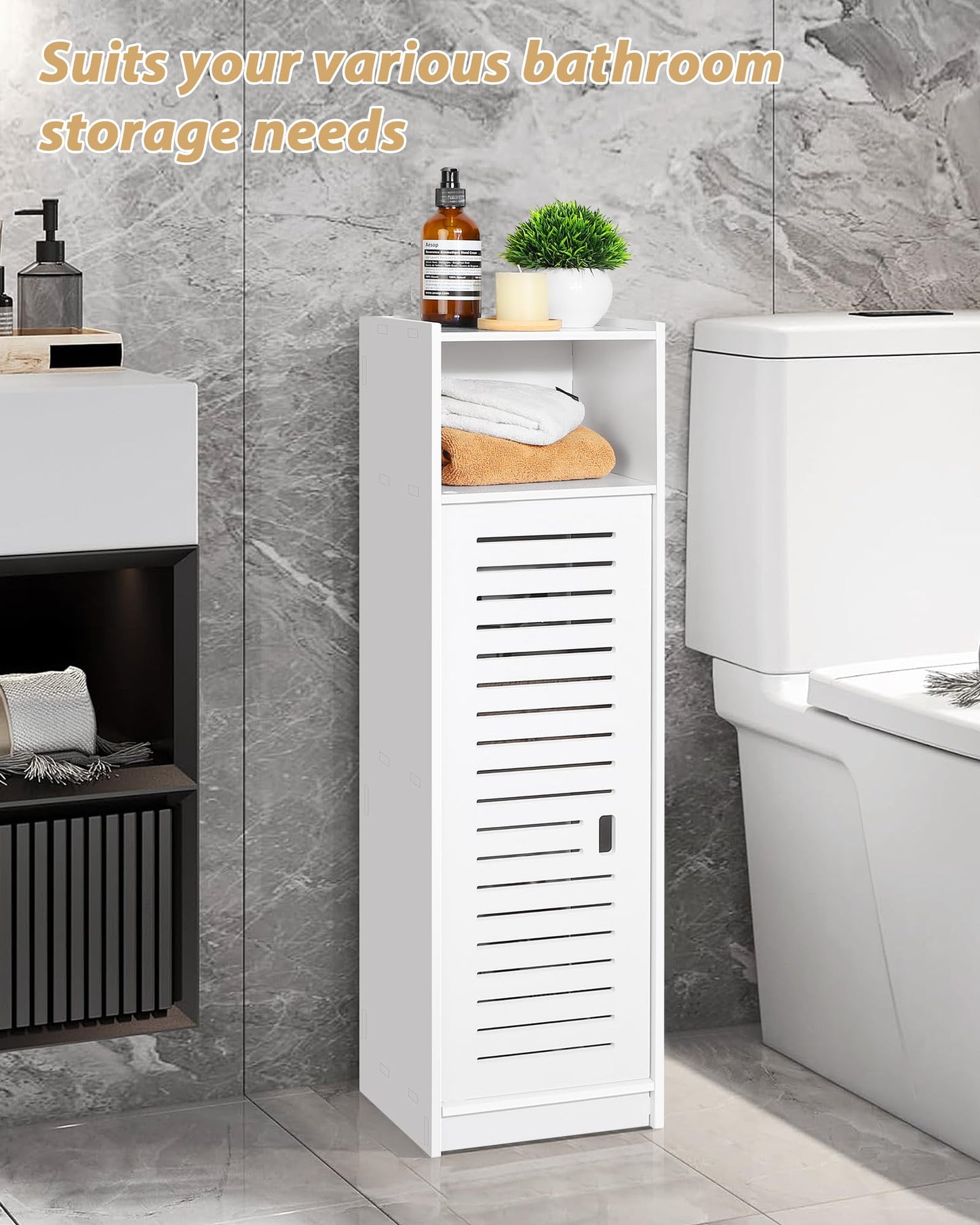 aimu Waterproof Bathroom Cabinets, Storage Accessories Floor Standing Cabinet for Bathroom,Furniture for Bedroom Kitchen Hallway,Storage Cupboard