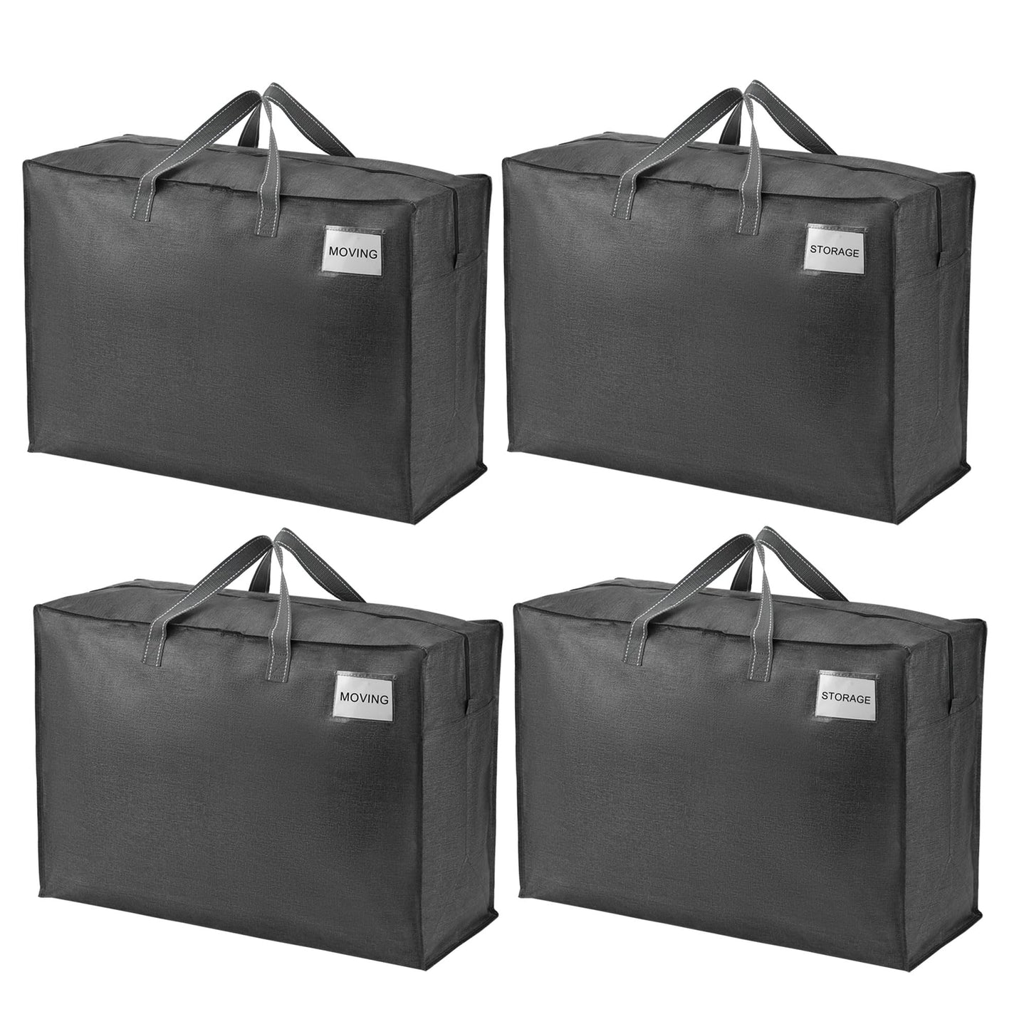 VENO 4 Pack 105L Large Storage Bags, Duvet Storage Bag King Size for Moving, Underbed Storage Bags for Bedding, Laundry Packing Boxes Clothes, Duvets