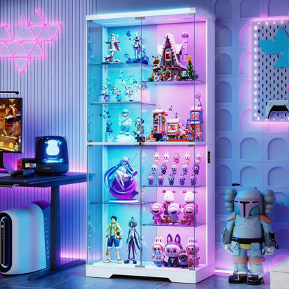 10-Tier Display Cabinets with RGB Lights Human Sensor for Collectibles