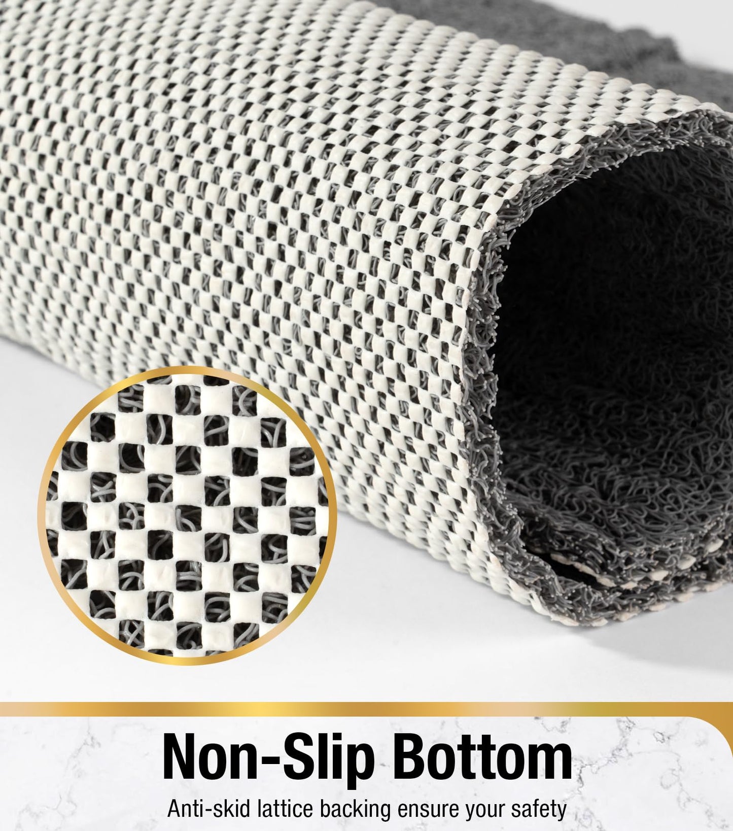 HITSLAM Bath Mat Non Slip Anti Mould, 88 x 40 cm Long Soft PVC Loofah Shower Mat for Inside Shower, Bathtub Mat without Suction Cups
