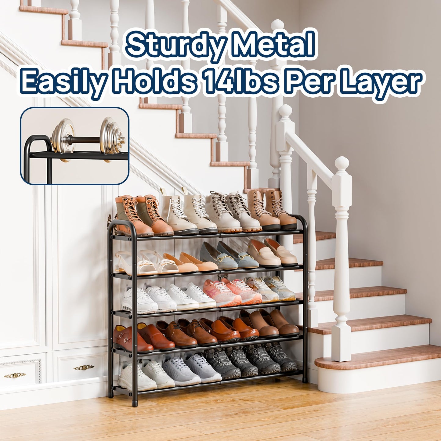 ENJOYBASICS Expandable Shoe Rack, 5 Tier Adjustable Shoe Storage Shelf