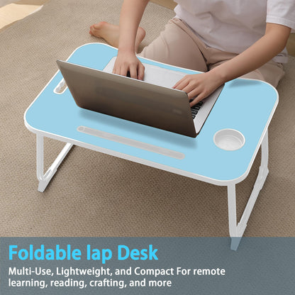 Laptop Bed Desk, Lap Desk Breakfast Tray Table for Home and Office,Eating, Reading, Writing on Bed, Sofa,Laptop Stand for Bed Blue