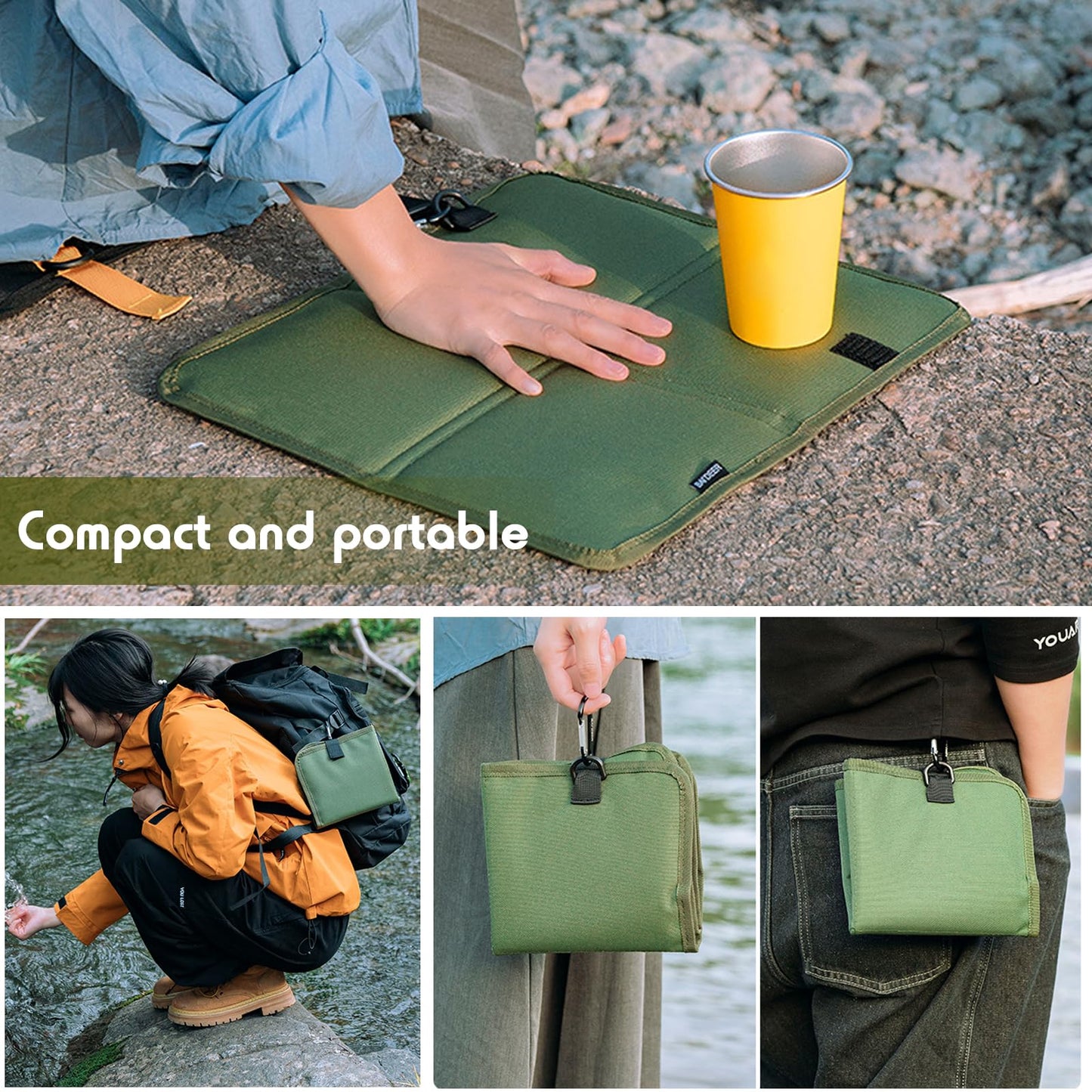 2 Pack Folding Seat Mat, Foldable Oxford Cloth Seat Pad, Waterproof & Insulated Camping Foam Sit Mat
