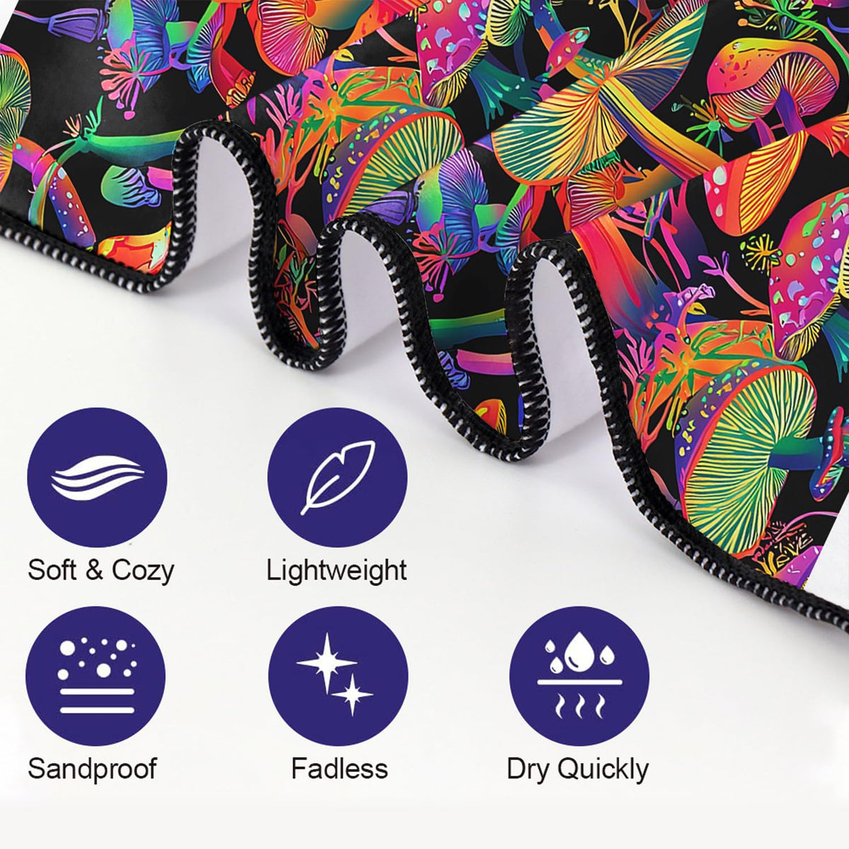 YISUMEI Mushrooms Beach Towels for Adults Extra Large 180 x 90 cm, Microfibre Lightweight Quick Dry Towel for Swimming Pool Cruise Travel Sports