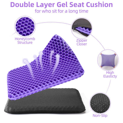 Dyserbuy Honeycomb Cushion, Orthopaedic Gel Seat Cushion for Pressure Relief, Memory Foam Cushions for Office Chairs, Car, and Wheelchair