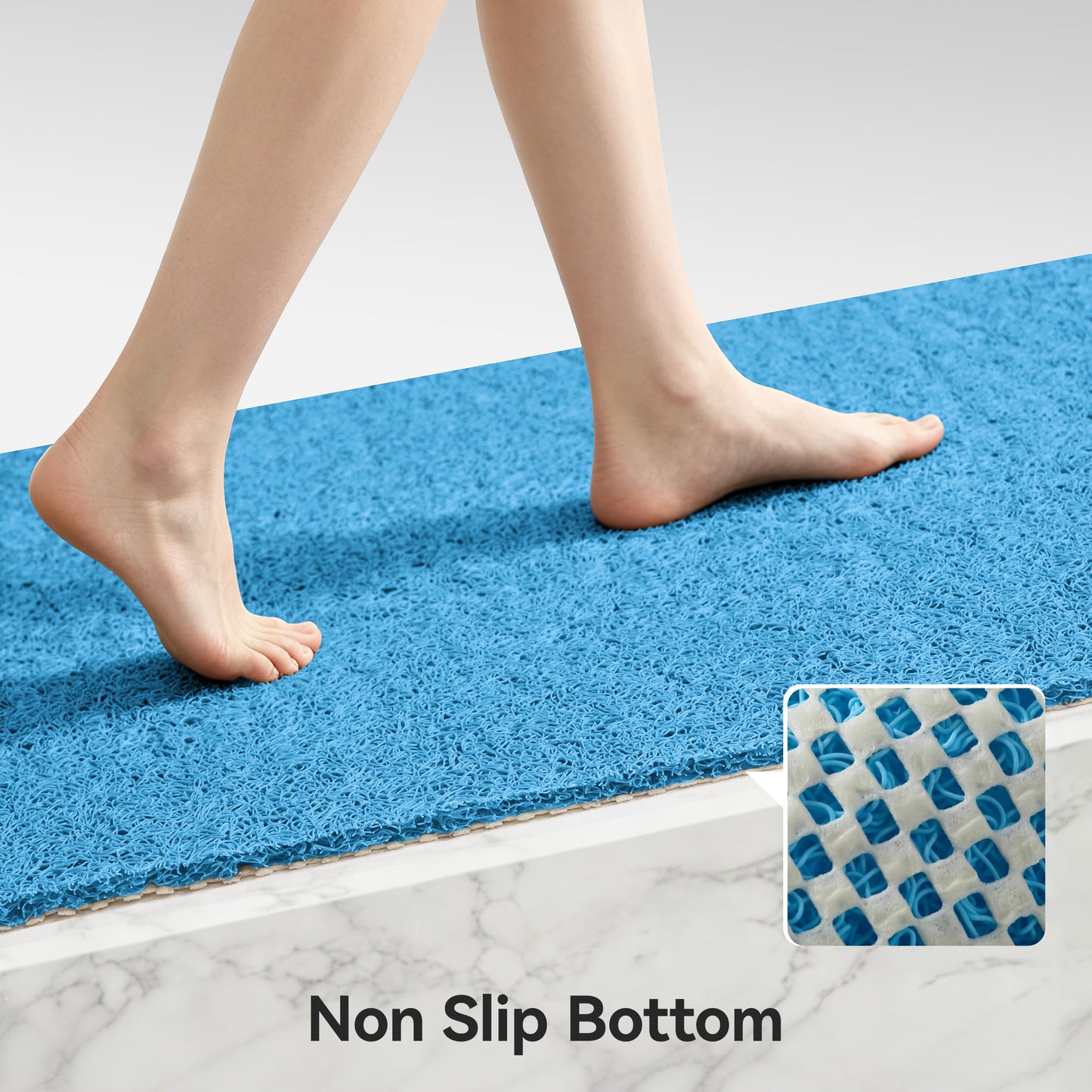 Asvin Soft Textured Bath, Shower, Tub Mat, 47x16 Inch, Phthalate Free, Non Slip Comfort Bathtub Mats with Drain