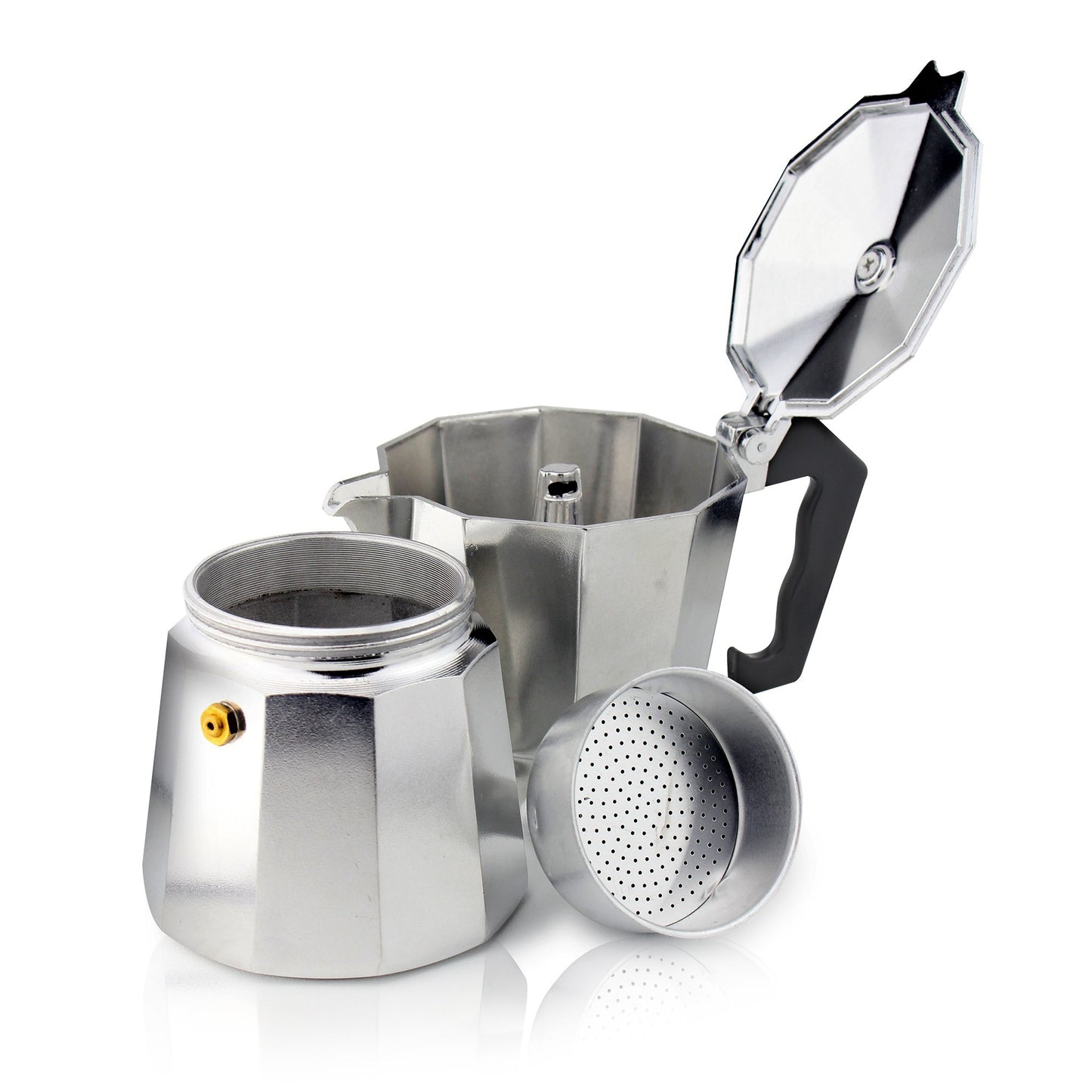 Cafe Ole 12-Cup Italian Style Aluminium Espresso Coffee Maker, Silver, 480 ml