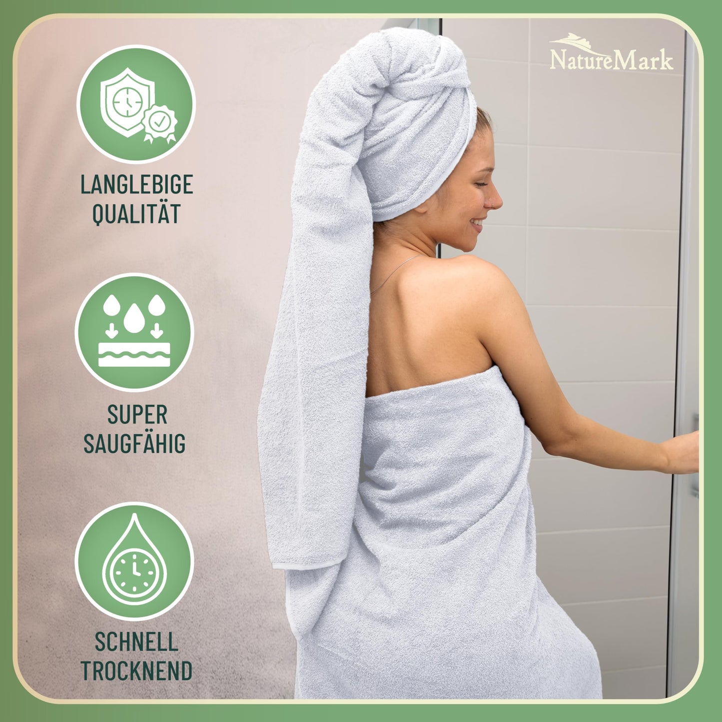 GREEN MARK Textilien 10-Piece Terry Towel Set, White