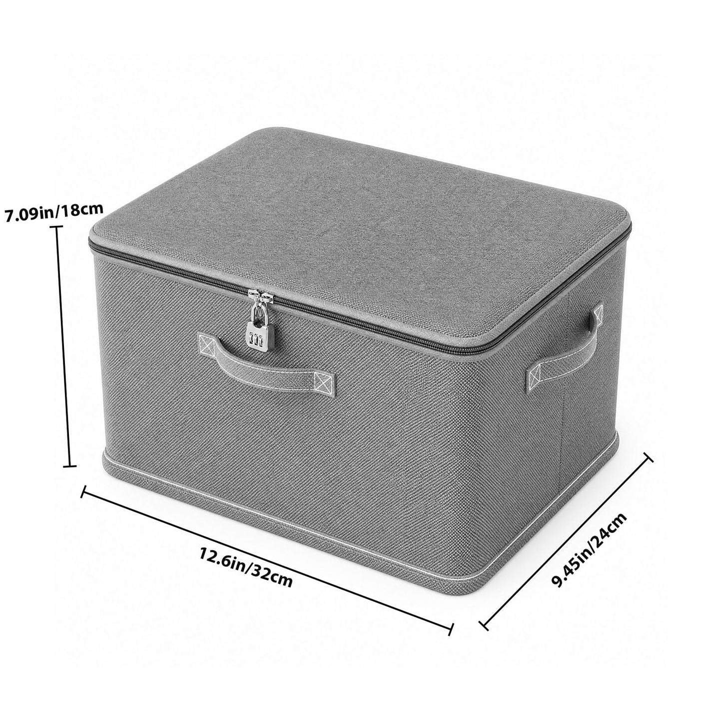 BOBPPOP Fabric Storage Boxes With Lids, Grey Under Bed Storage Box With Lock, Clothes & Toys Organisation Box For Bedding, Medicine, Snacks