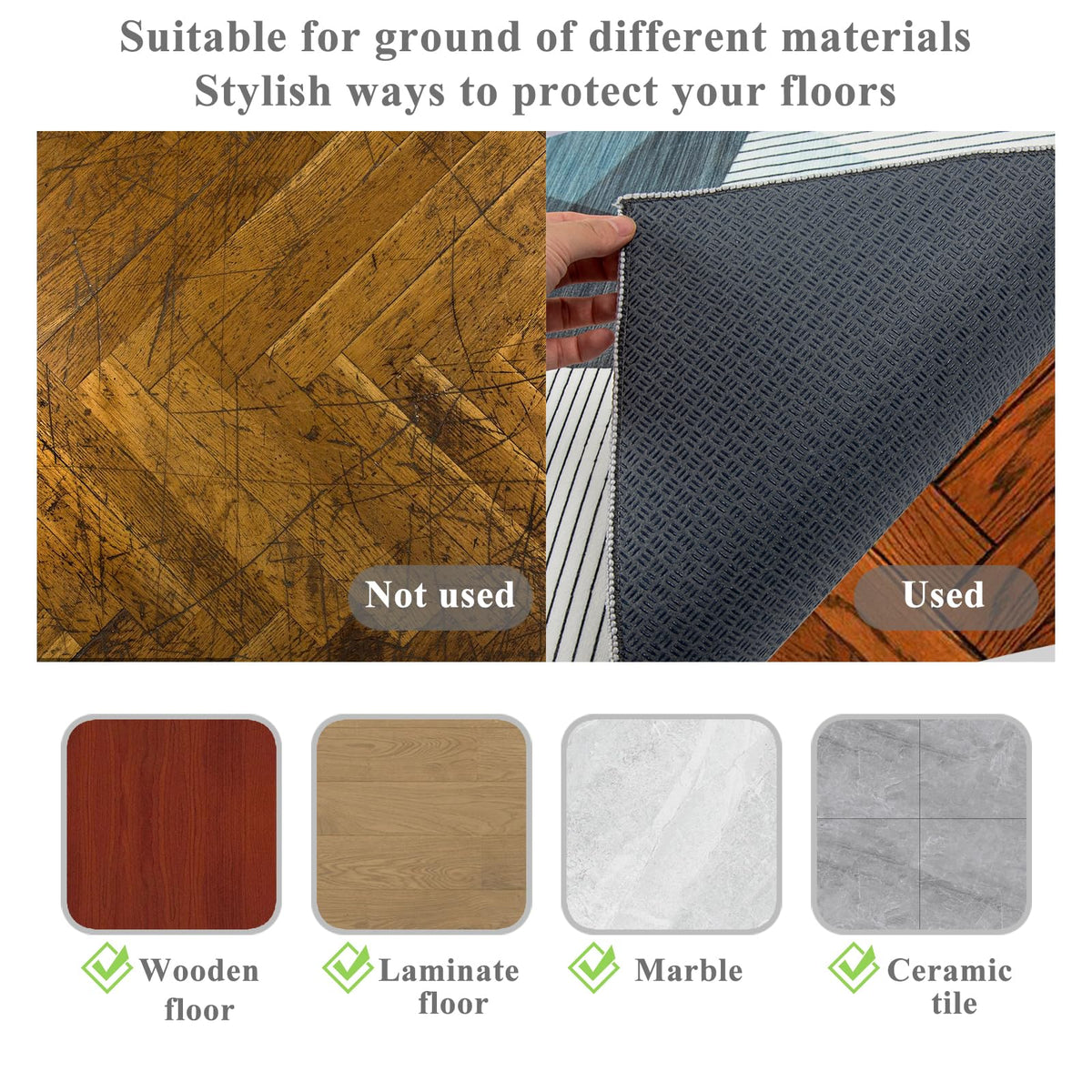 Honorstar Office Chair Mat for Hardwood Floor & Tile Floor 120×150cm Desk Chair Mat Rectangular Rug Floor Protector Gaming Chair Mat for Low Pile
