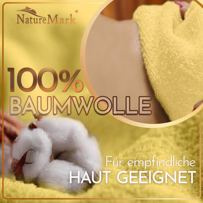 NatureMark Pack of 2 Sauna Towels/Bath Towels - Premium Quality 80 x 200 cm - Sauna Towel 100% Cotton - Colour: Yellow