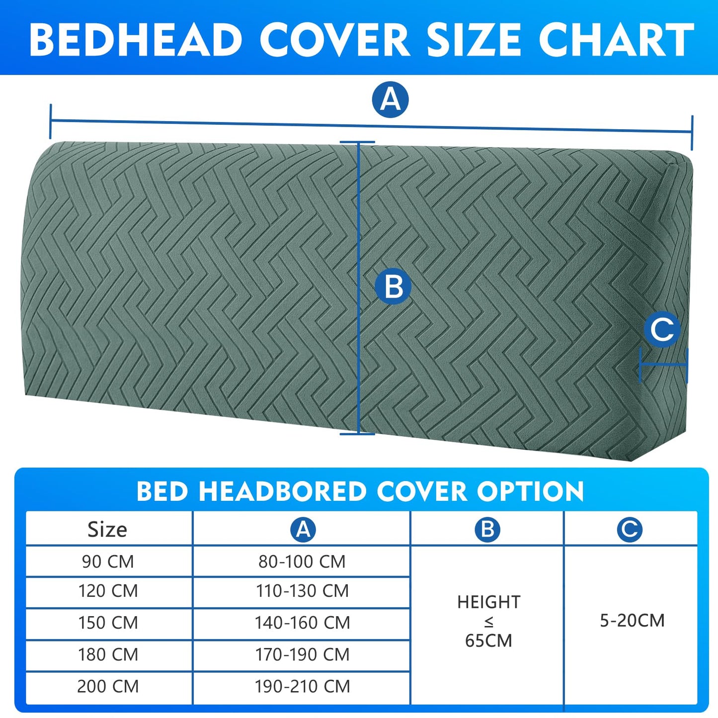 CYCMACO Elastic Headboard Cover, Double/Single Bed Headboard, Removable and Washable Dust Cover, Durable, Universal Headboard Cover Dustproof