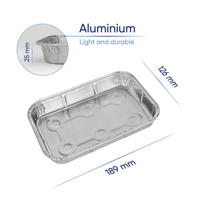 Coppice Small Aluminium Foil Tray for Baking, BBQ, Roasting, Grilling & Food Storage | 19cm x 13cm x 2.5cm | Freezer, Microwave & Oven Safe (100