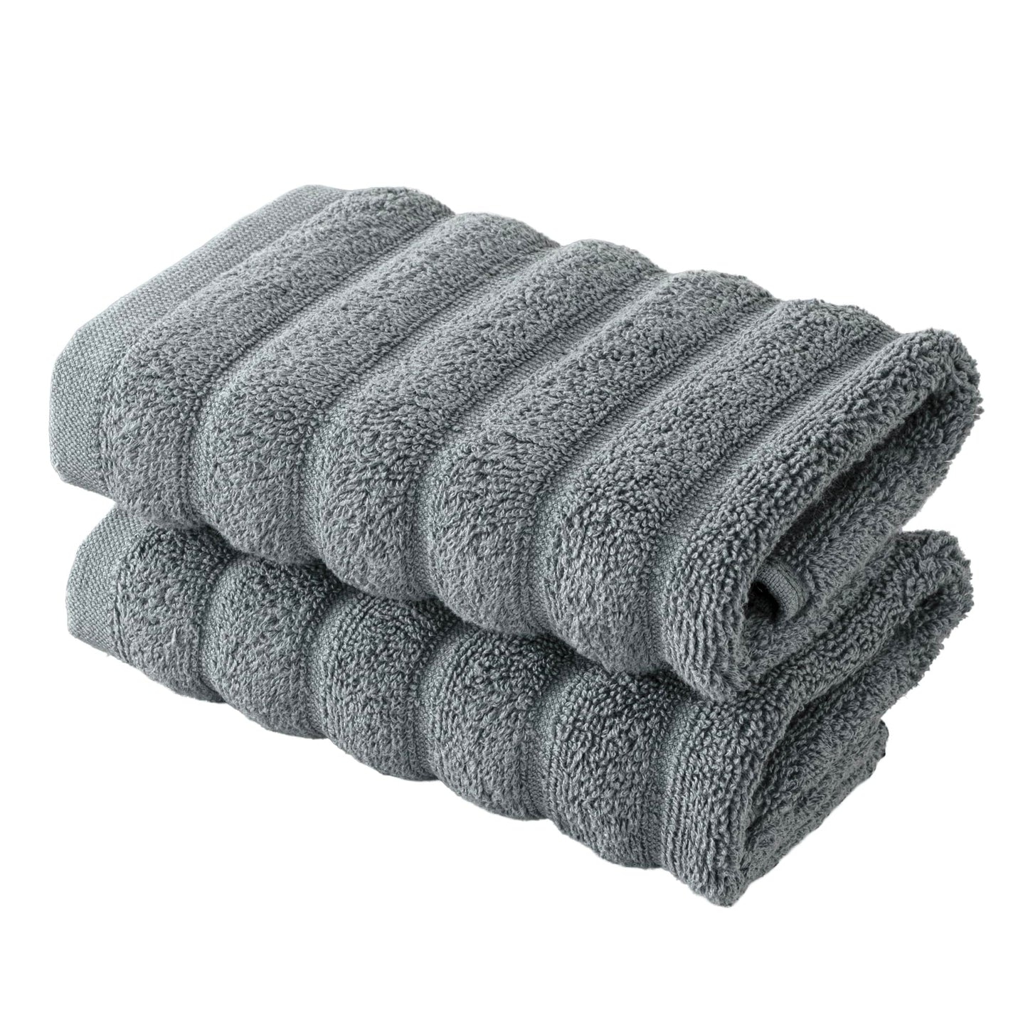 BERIBO Cloud Turkish Towel Set 100% Cotton 620gsm (Slate Grey, 2 Face Flannels)