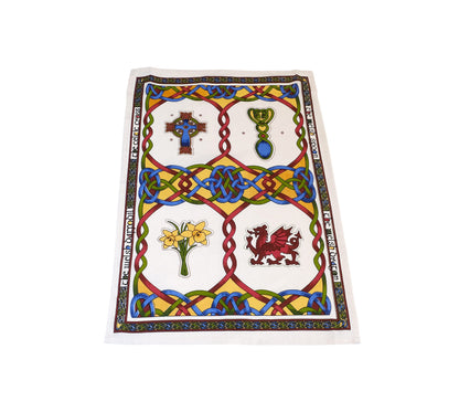 IslandCraft Celtic Weave Welsh Emblems Cotton Tea Towel ISL