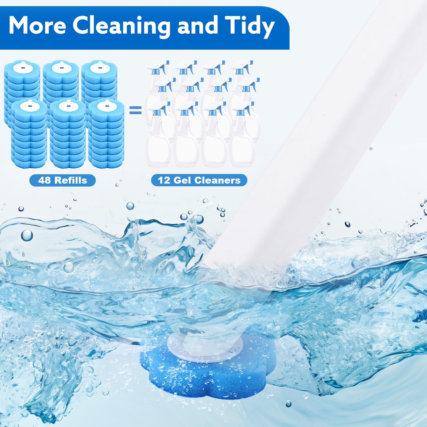 wlich Disposable Toilet Brush, Bowl Toilet Brush with 48 Refills & 1 handle