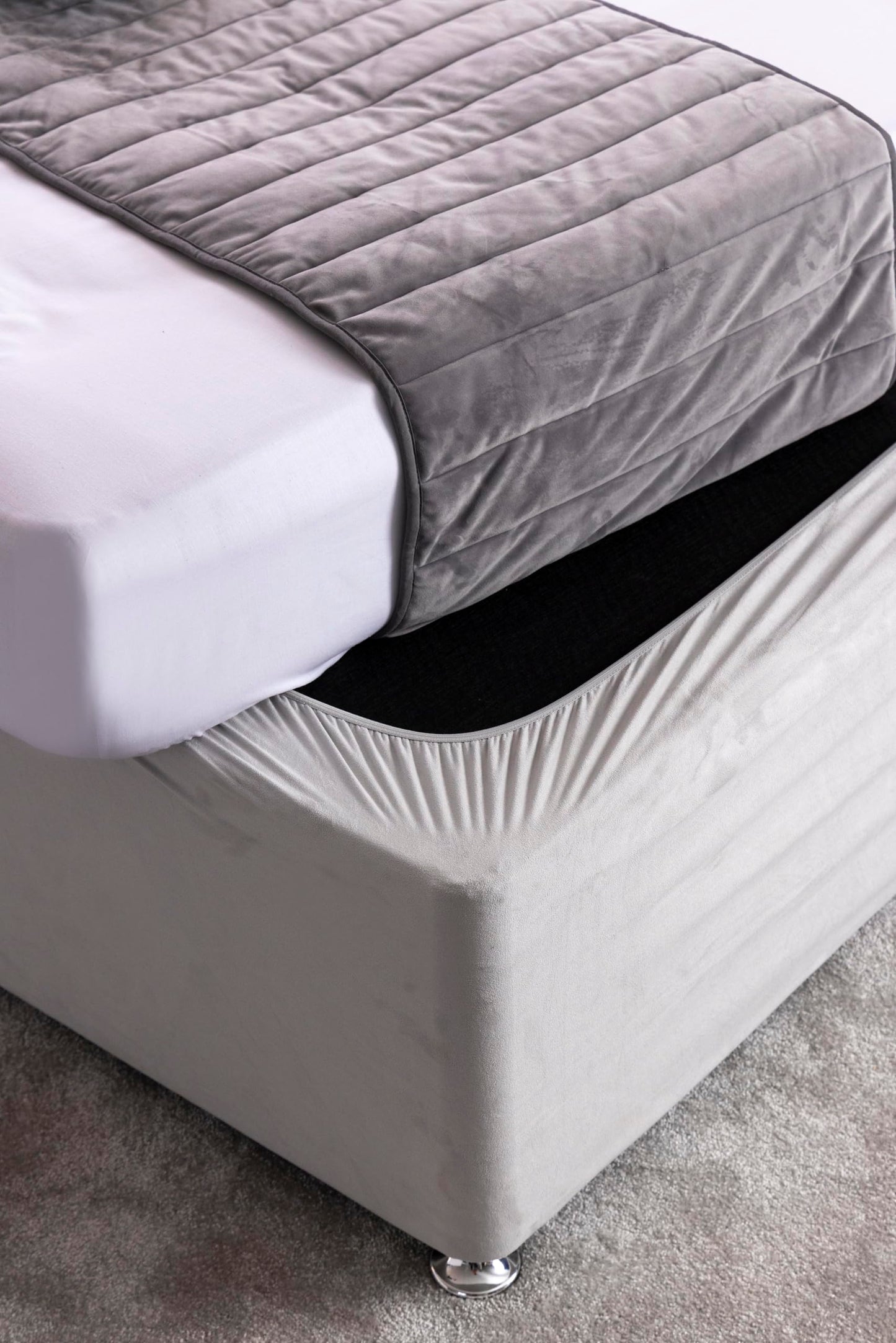 Belledorm 19" Extra Deep Base Wrap Valance Sheet - Transforms a drab looking bed base divan - Luxury Faux Suede (Cloud, King)