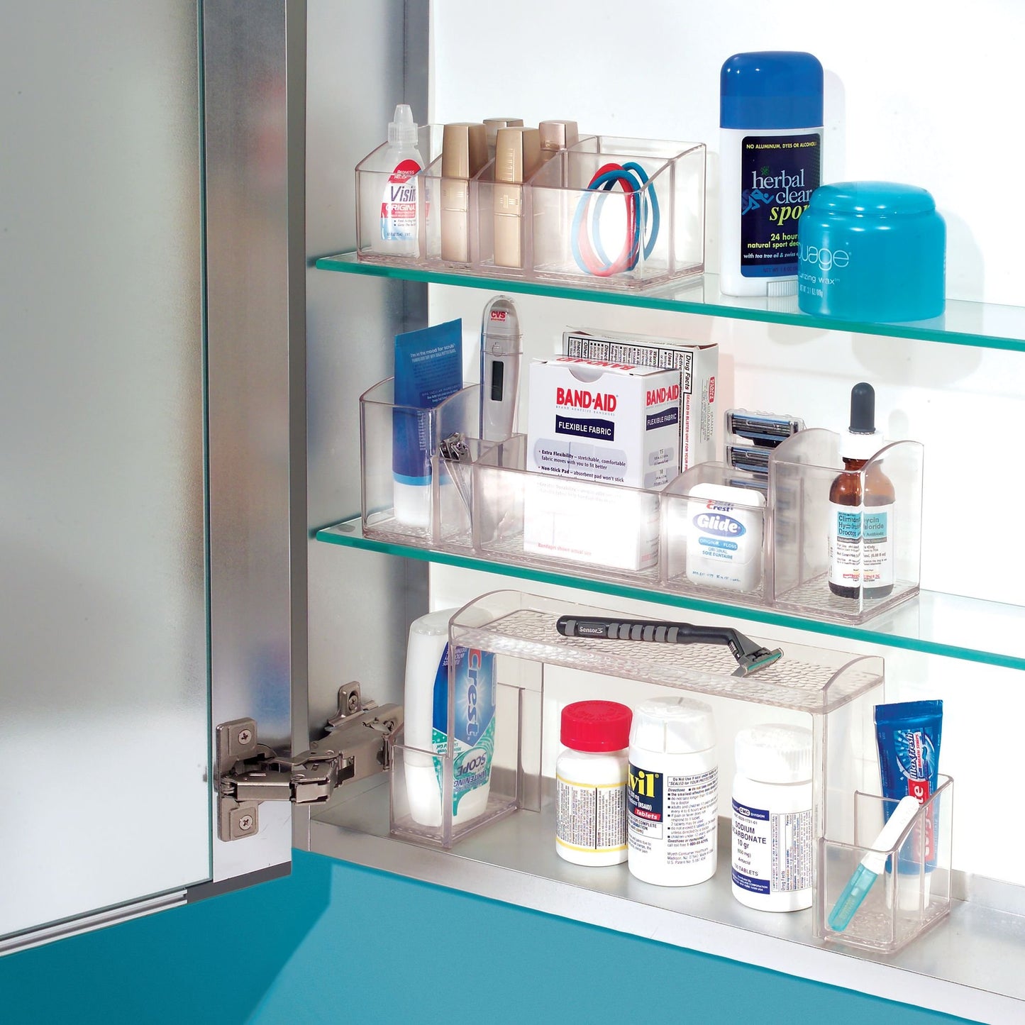iDesign Med+ Bathroom Storage Unit, Free-Standing Plastic Shelf for Medicine, Supplements and Bathroom Accessories, Clear