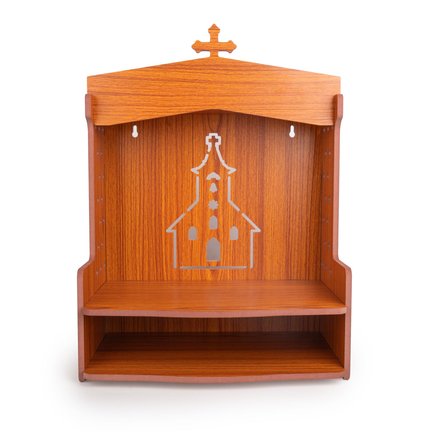 Tarini Gallery Wooden MDF Wall Mounted Hanging Prayer Shelf Table top Religious Display Décor Storage for Home Office and Gifting