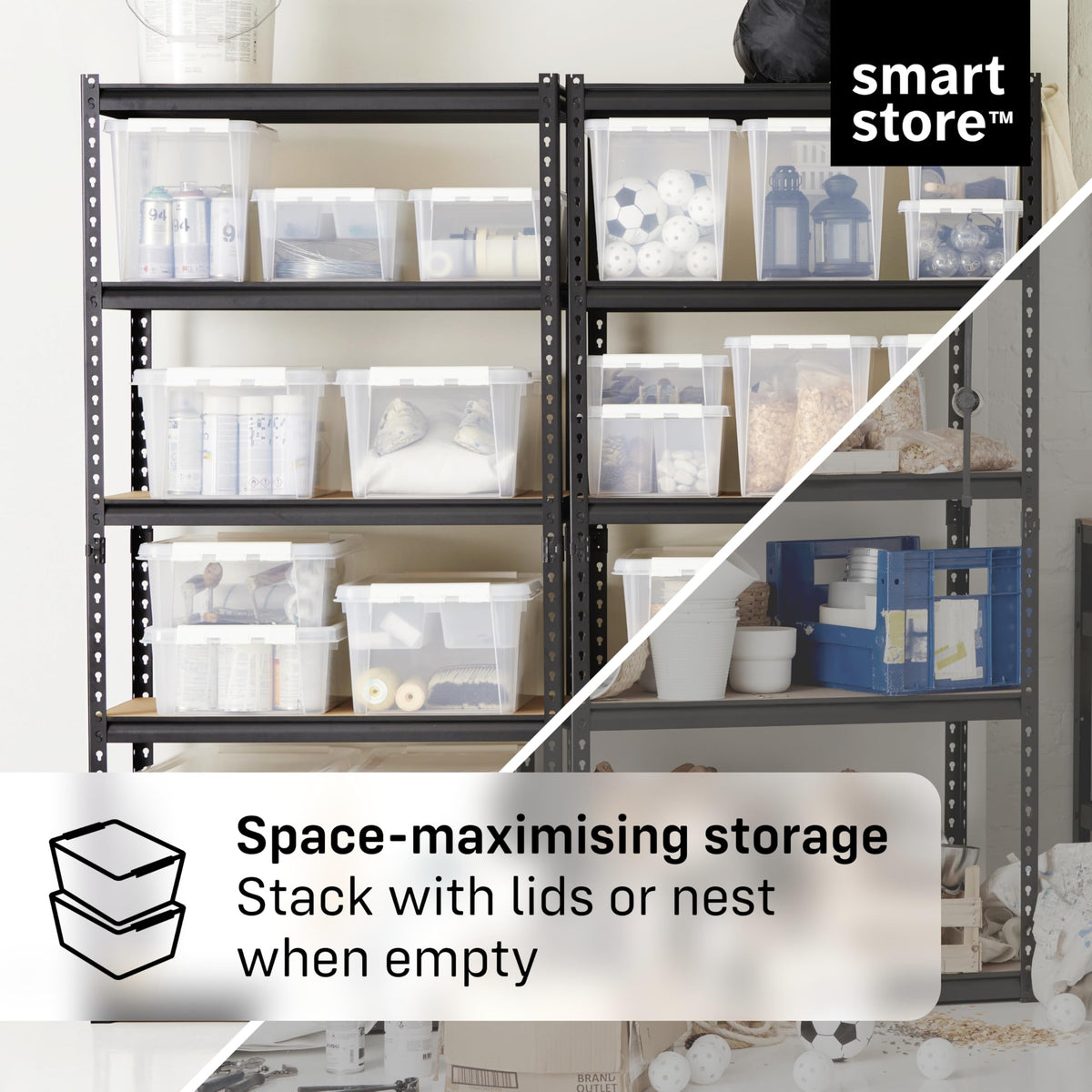 SmartStore - 8x Plastic Storage Box with Lid Classic 1.5L 20x15x11cm |Storage Drawers|Food-Safe Material|Kitchen & Organisation|BPA-Free|Durable