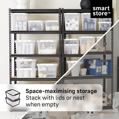 SmartStore - 8x Plastic Storage Box with Lid Classic 1.5L 20x15x11cm |Storage Drawers|Food-Safe Material|Kitchen & Organisation|BPA-Free|Durable