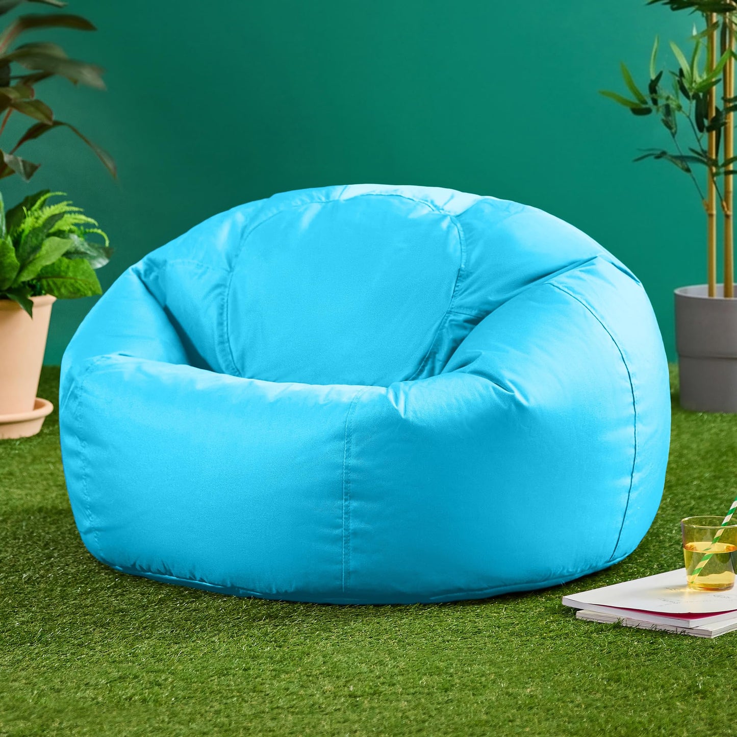 Bean Bag Bazaar Kingston Outdoor Bean Bag & Footstool with Filling, Aqua