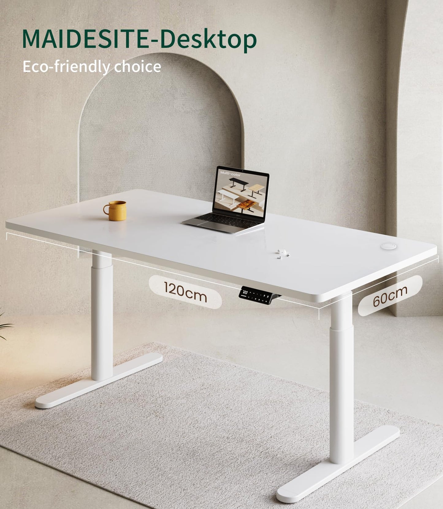 MAIDeSITe Table Top,Desktop for Height Adjustable Electric Standing Desk,120 * 60 * 2.5 cm
