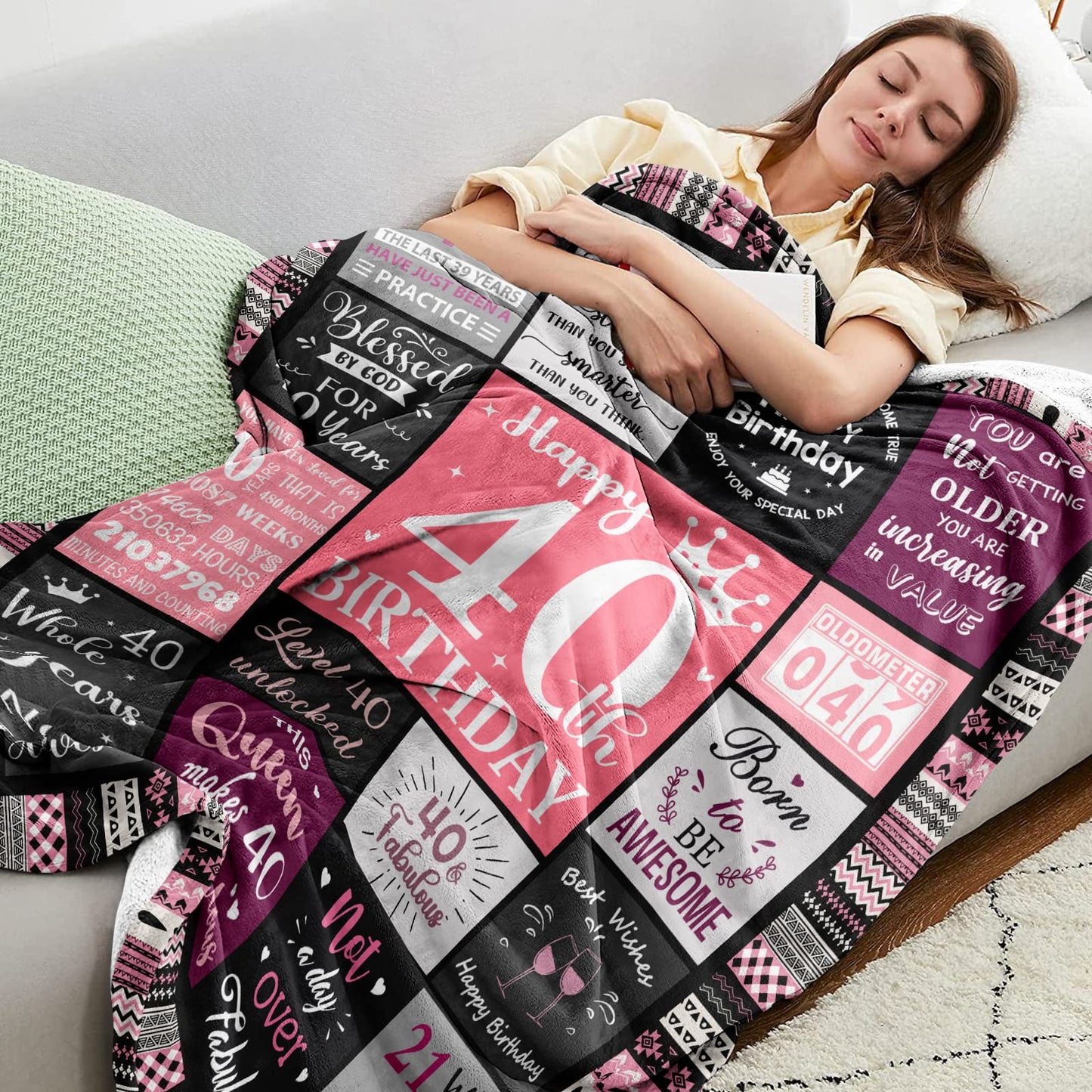 40th Birthday Gifts Women Blanket 200x150CM, 40th Birthday Decorations Women, 40th Birthday Gift Ideas, Happy 40th Birthday Gifts for Women, 1984