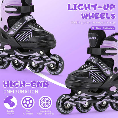 Kids Inline Skates for Girls Boys, Roller Skates Kids Adjustable with Light Up Wheels for beginners boys girls. (Medium (UK 1-4))
