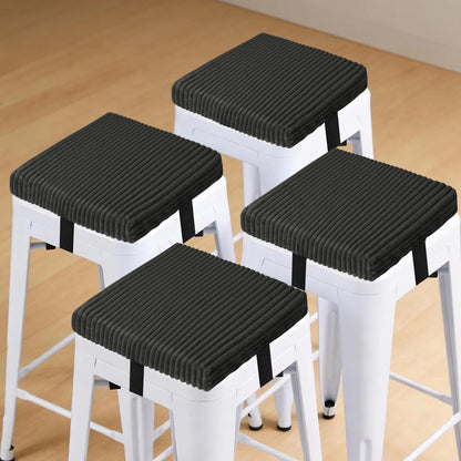 ZenComfy 30x30cm Bar Stool Cushions Square Set of 4 Dark Grey