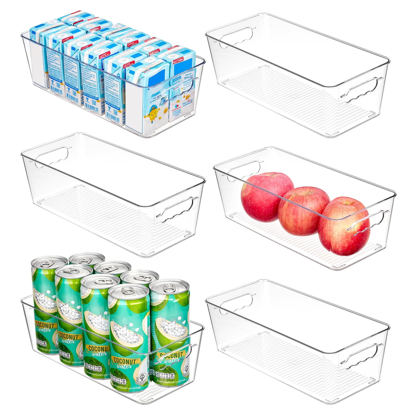 Vtopmart Narrow Clear Plastic Storage Boxes for Kitchen Cupboard 6Pack