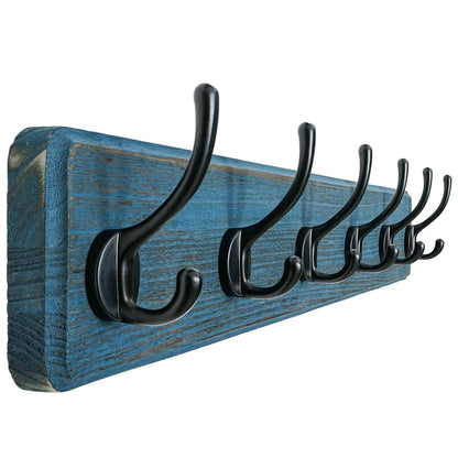 Dseap Coat Rack Wall: 60cm Long, Patented, Heavy-Duty, 6-Double-Hooks Wooden Wall Mounted Coat Rack Coat Hanger Hook Rail for Winter Coats Hat Jacket