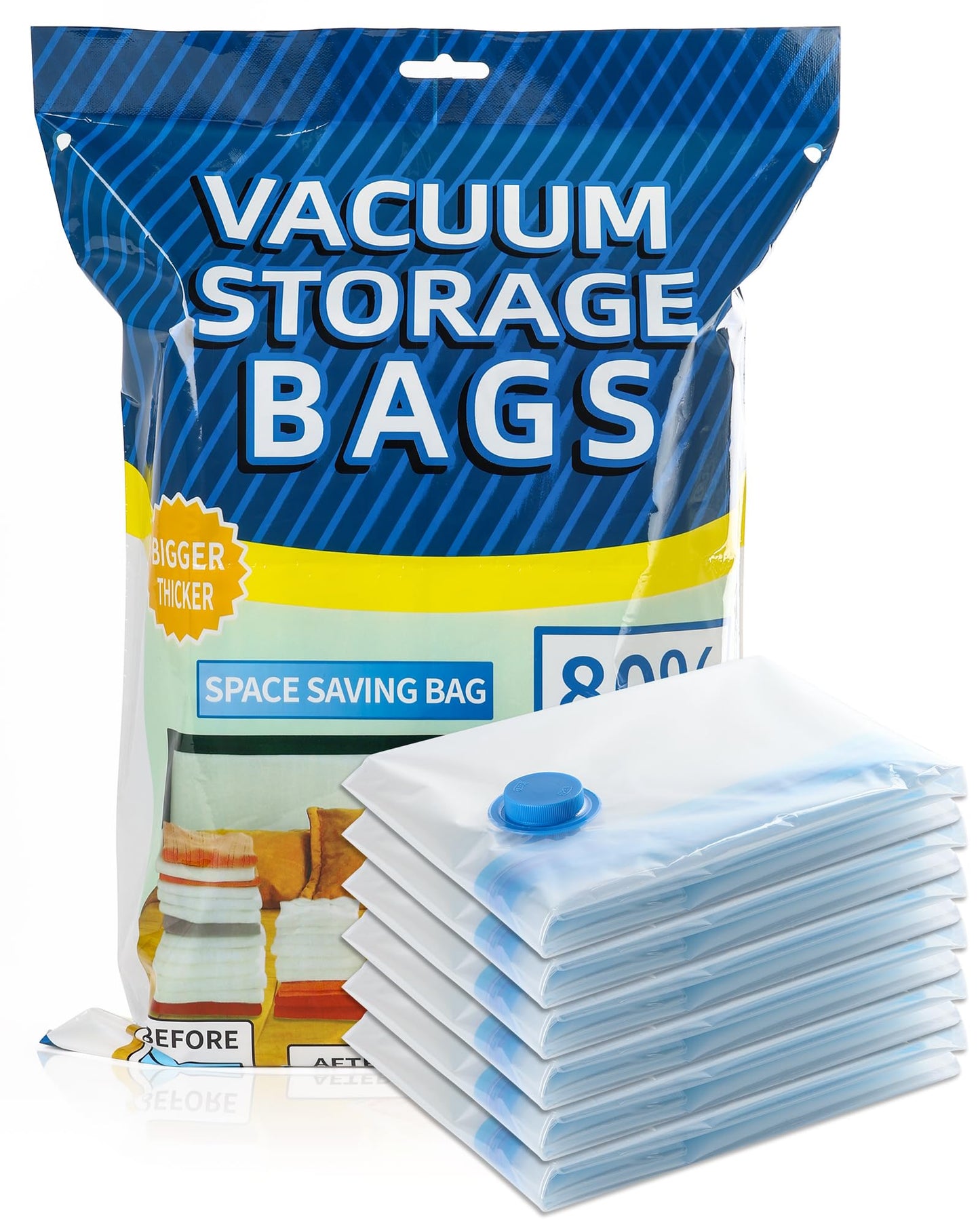 Acual Vacuum Storage Bags, 6 Pack Large Space Saver Bags 80 x 60cm