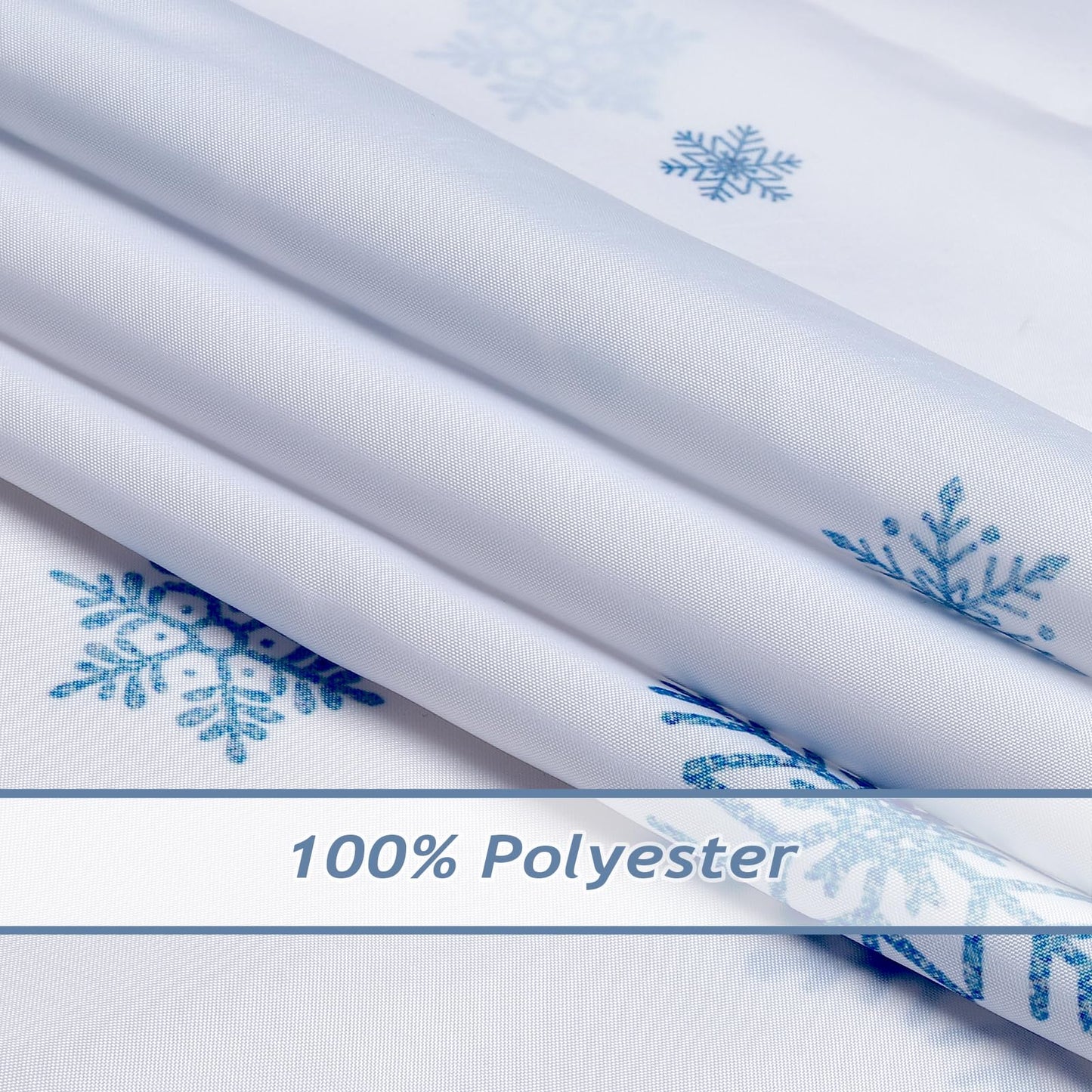 COZZSNUGE Winter Misty Forest Shower Curtain, Blue Pine Tree Snowflake Nature Snow Scene Bathroom Curtain 180 x 180 cm