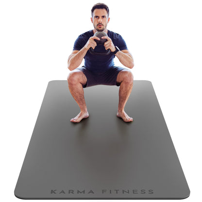 Large Exercise Mat  Extra Wide & Extra Thick Yoga Mat (183cm x 80cm x 10mm), TPE Fitness Mat with Free Carry Straps, Perfect for HiiT Home Workouts &