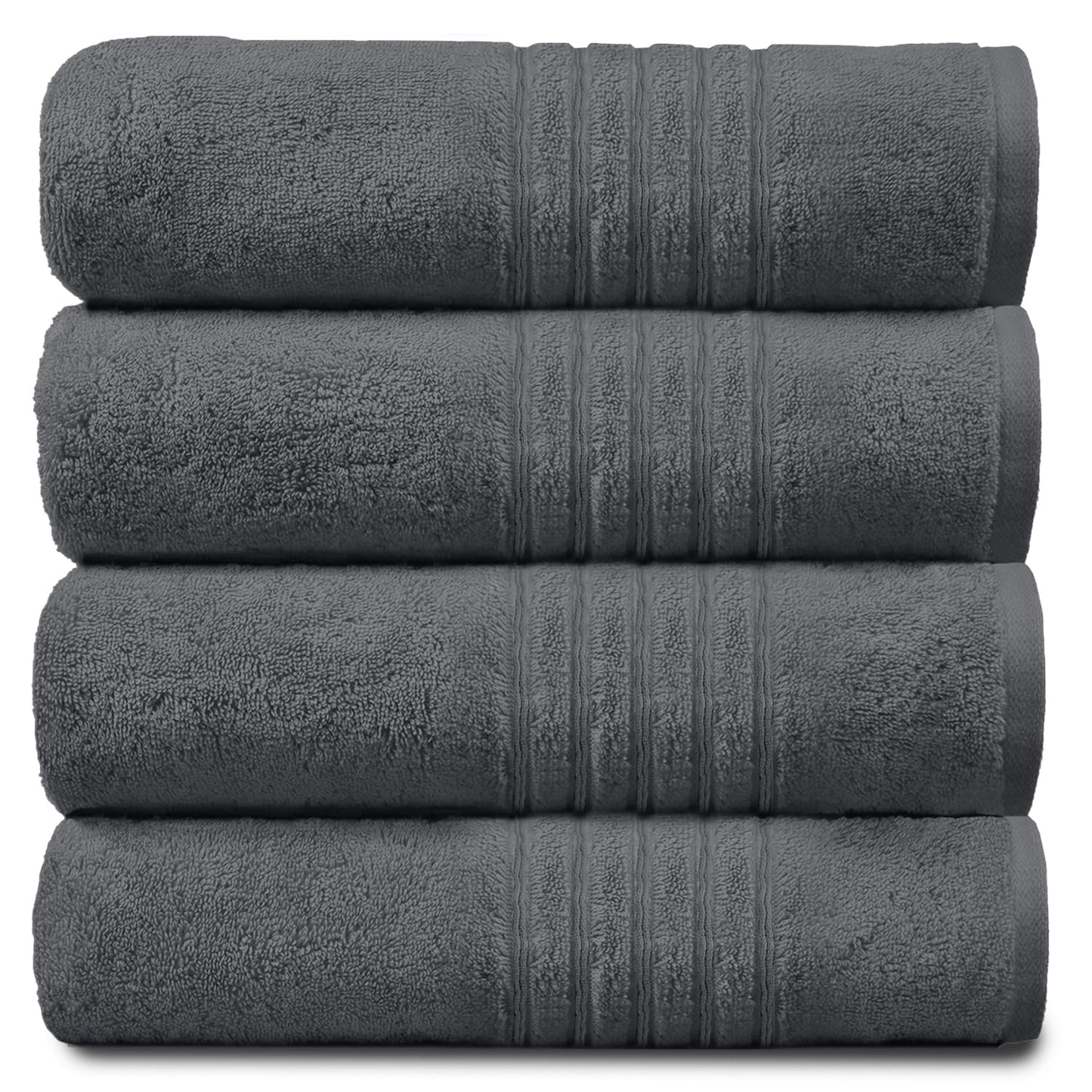 GC GAVENO CAVAILIA Luxury Pack Of 4 Bath Sheets, 100% Egyptian Cotton Towels, 450 GSM Quick Dry Towel, Charcoal, 80X140
