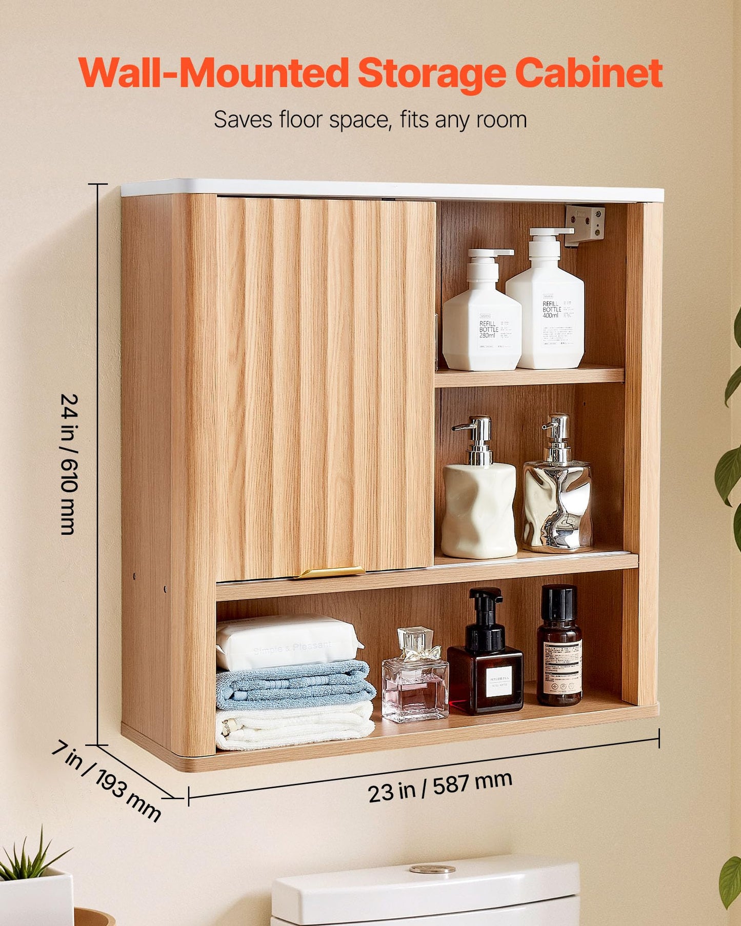 VEVOR Bathroom Wall Cabinet, with Door and Adjustable Shelf, Over the Toilet Storage Medicine Cabinet Wall Mounted