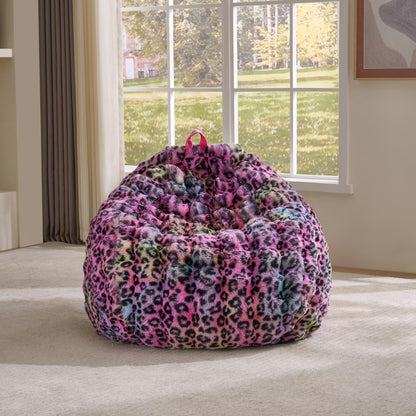 Fluffy Faux Rabbit Fur Bean Bag Chair CoverNo Filler,Cozy Shaggy Bubble Stuffed Animal Storage Large Bean Bag Cover for Bedroom Living Room,Fuzzy