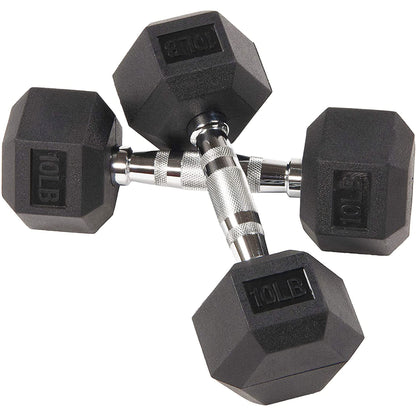 BalanceFrom Rubber Encased Hex Dumbbell in Pairs or Singles, Black