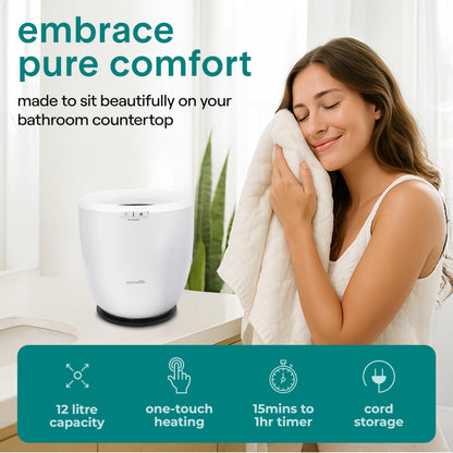 SereneLife Towel Warmer Bucket – Luxury Electric Towel Heater with Auto Shut-Off & Aromatherapy, Fits Large Bath Towel, Blanket, Robe or Pyjamas
