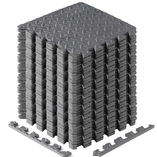 Yes4All FUKR Interlocking Mat Protective Flooring, Solid, N. 36 Square Feet (36 Tiles) -Gray, 12sqft (12'' x 12'')