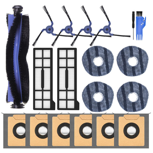 VIEWALL 19 Pack X10 Accessories Kit Replacement for Eufy X10 Pro Omni Vacuum,1 Main Brush,4 Mop Cloth Pads,4 Side Brushes,2 HEPA Filters,6 Replacement
