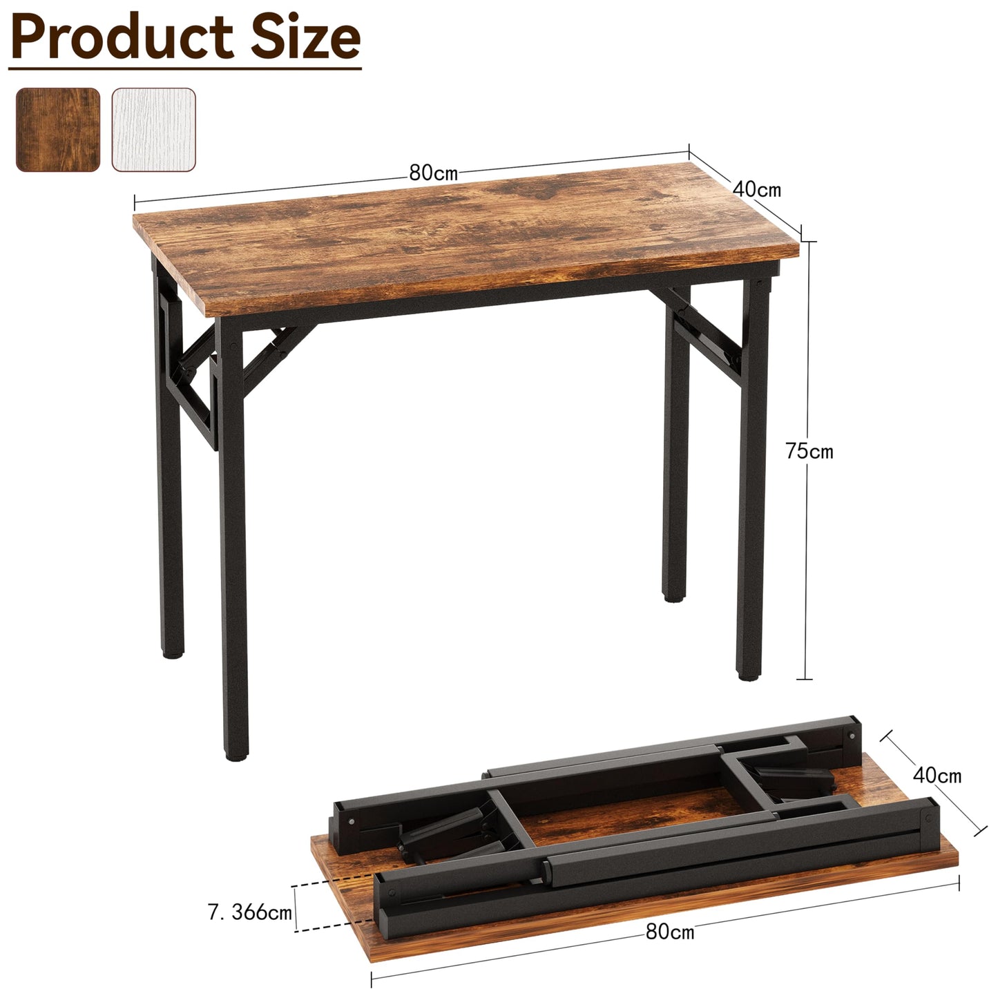 Xyphren Small Folding Desk, No Assembly- 80x40cm Folding Computer Desk, Perfect Office Desk for Small Spaces in Bedroom,Outside