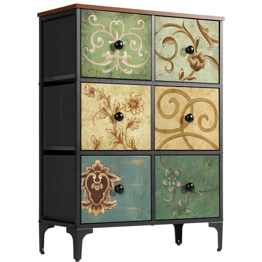 LYNCOHOME Chest of Drawers, 6 Drawer Fabric Bedroom Dresser Storage Drawrs, Storage Organizer Unit for Bedroom, Living Room, Entryway, Nursery