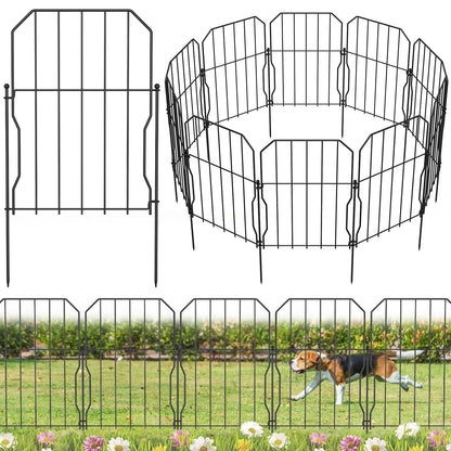 WELDUN Metal Garden Fence, Total 310CML 41CMH, 10 Pack Dog Fencing, Decorative Fences Garden Flower Bed and Animal Barrier, for Rabbit Dog Yard