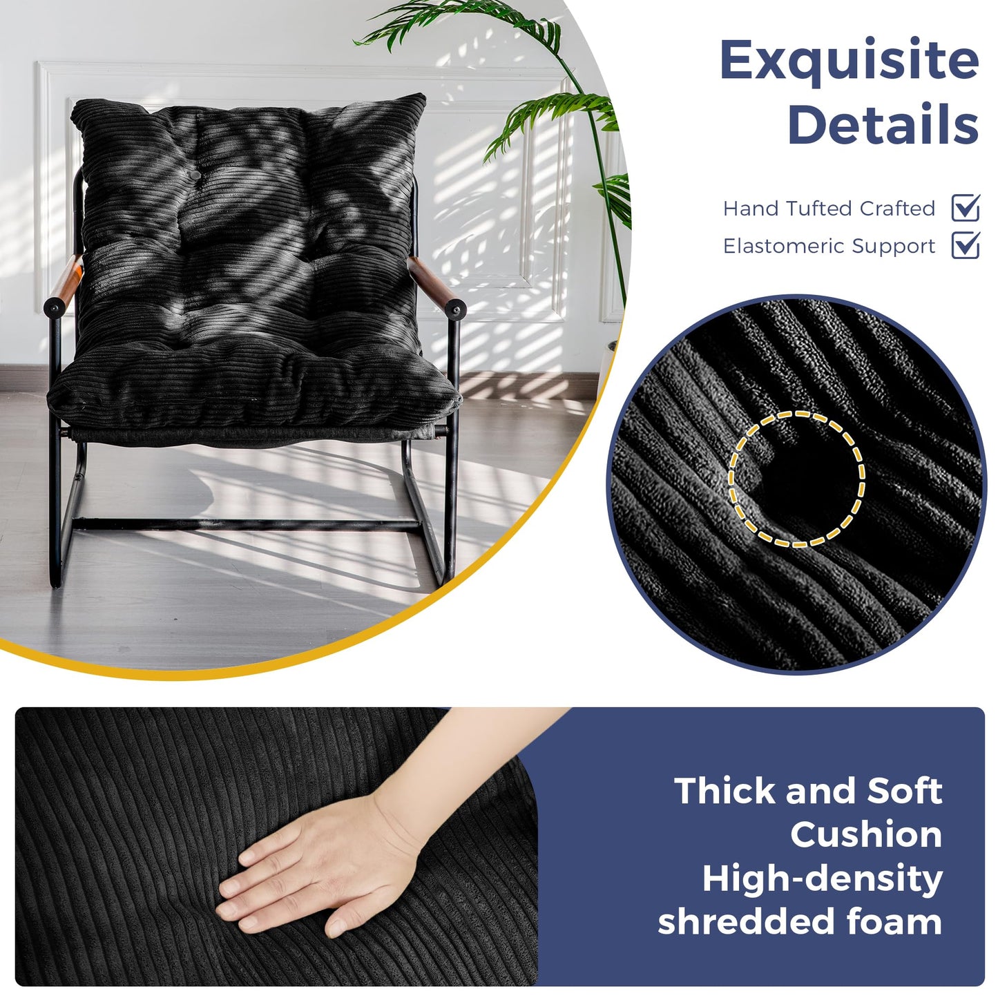 MAXYOYO Modern Accent Chair,Comfy Armchair for Living Room Lounge Chairs with Sturdy Metal Frame Wood Armrest Reading Chair Occasional Chairs with