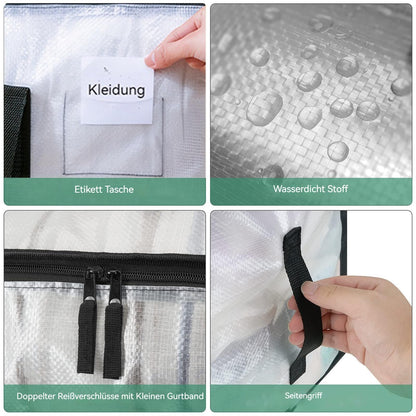 Mesiria Large Storage Bags, Heavy Duty Waterproof Clothes Storage Bag Box Moving Bag Moving Totes Moving Boxes 2, Transparent