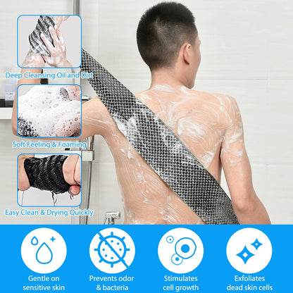 ExcellaElite 3 PCS Japanese Exfoliating Towel Exfoliating Shower Towel Extra Long Cloth for Men and Women Body Cleansing Dead Skin Removal and