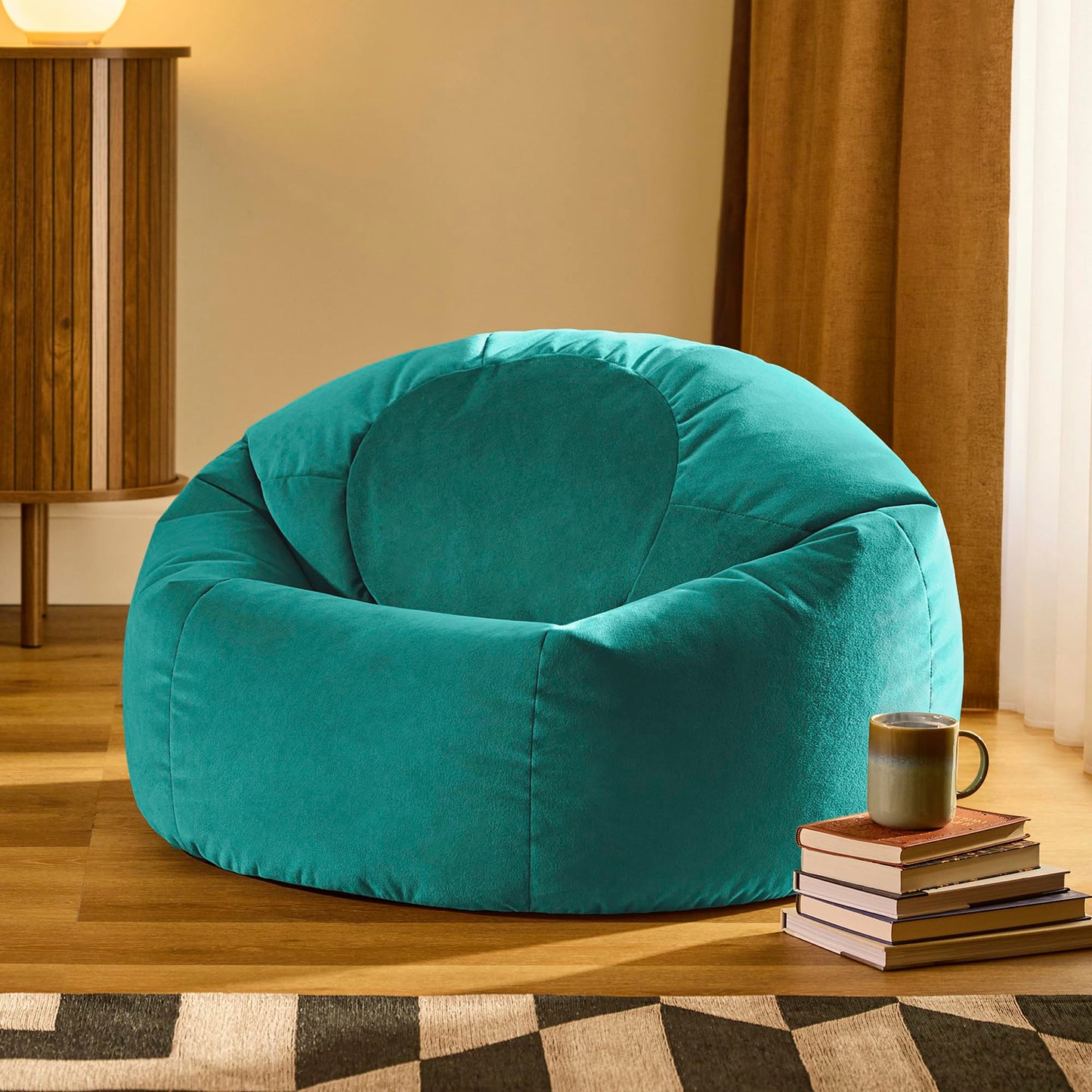 icon Kingston Velvet Bean Bag with Filling Included, Teal